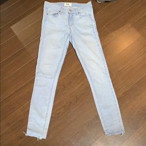Mid rise light wash skinny jean